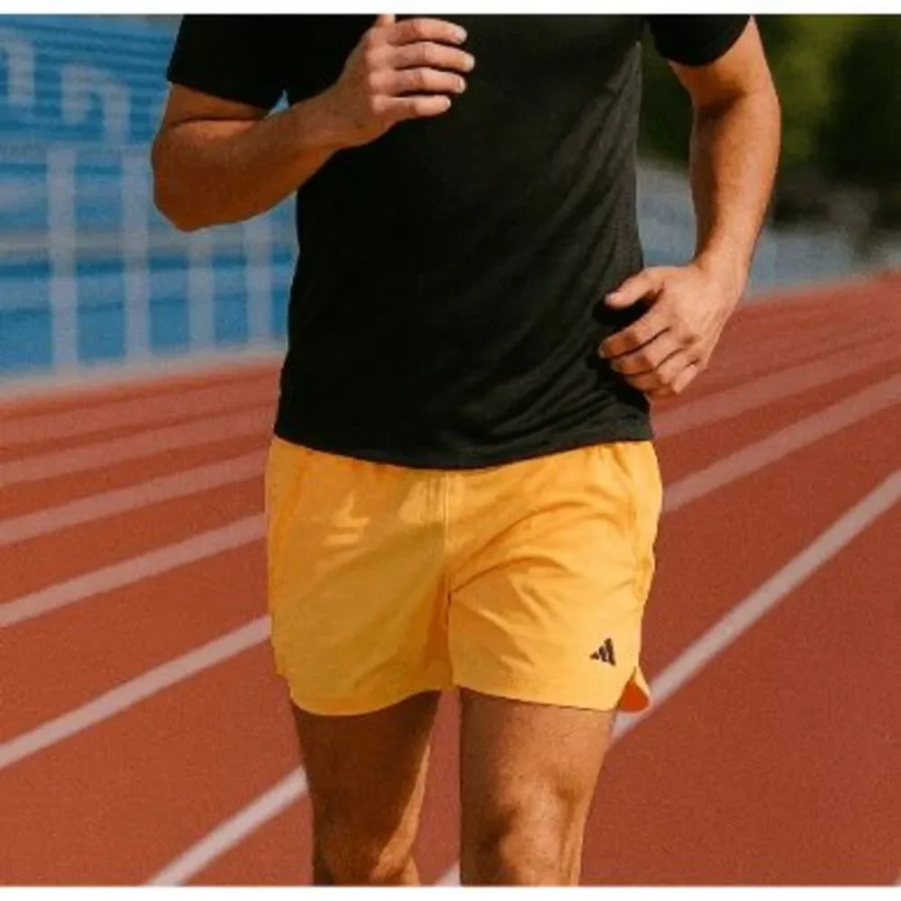 adidas Men's Axis Woven 5” Training Shorts Zippered hand pockets  Yellow XS